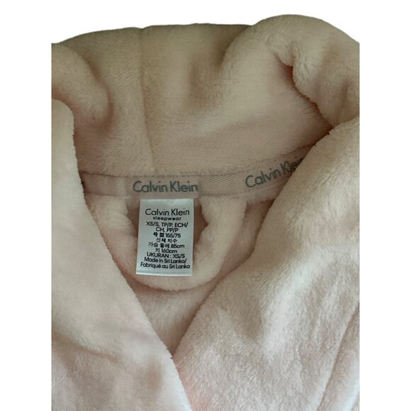 Calvin Klein Womens XS/S Plush Pink Bathrobe Soft Fleece Belted Loungewear - Picture 3 of 5